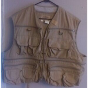 Cabela's Vest Mens XXL Cotton Full Zip Tactical Cargo Outdoor Gear Beige